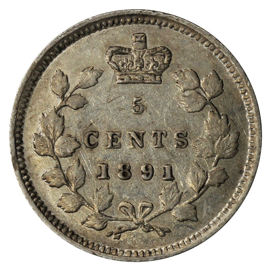 1891 Obv. 5 Canada 5-cents Extra Fine (EF40)