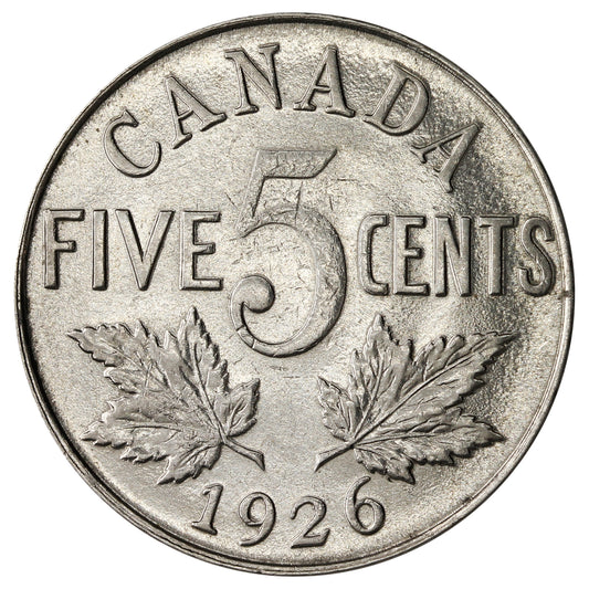 1926 Near 6 Canada 5-cents Almost Uncirculated (AU50) $