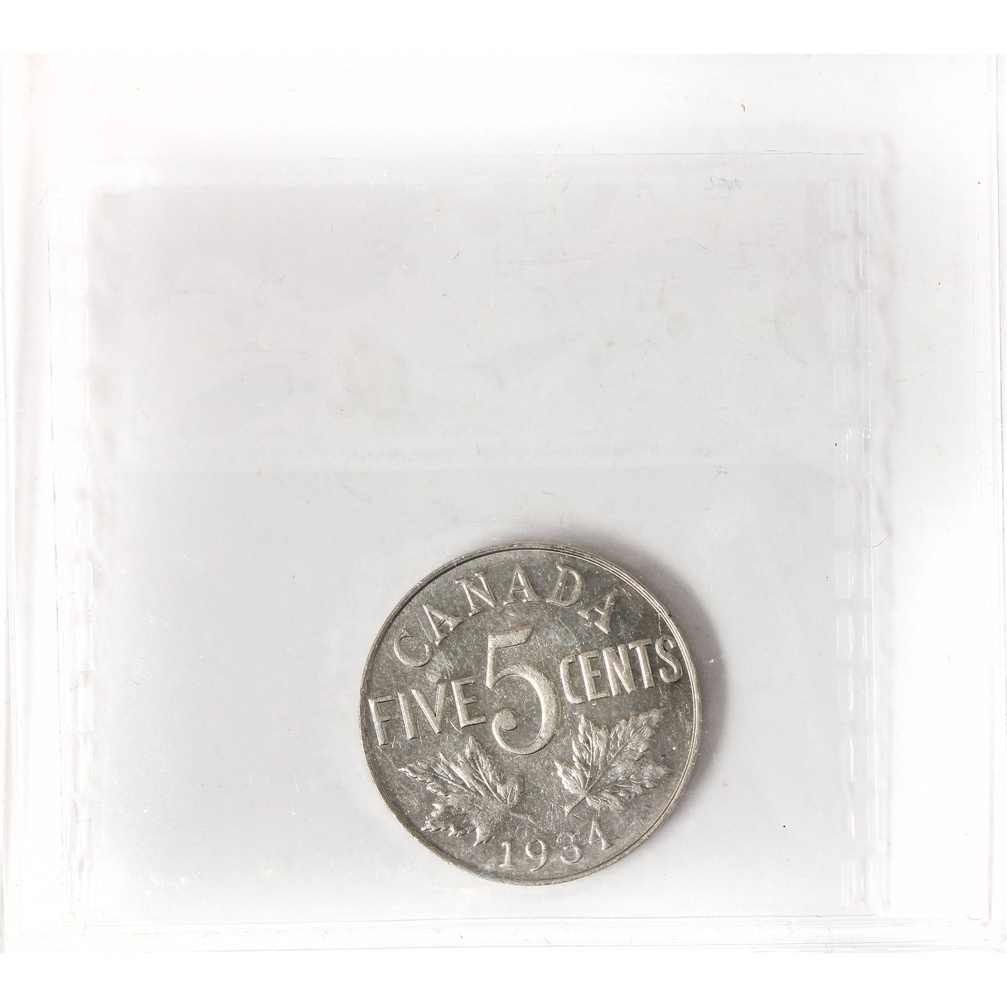 1934 Canada 5-cents ICCS Certified AU50