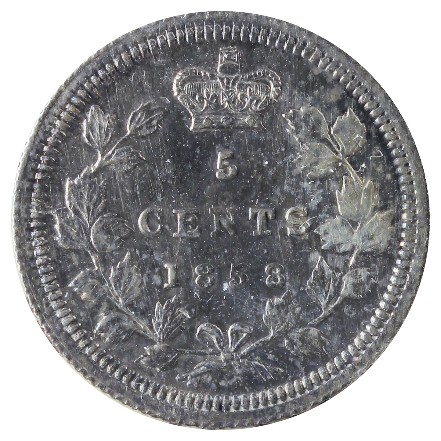 1858 Small Date 5-cents ICCS Certified AU50