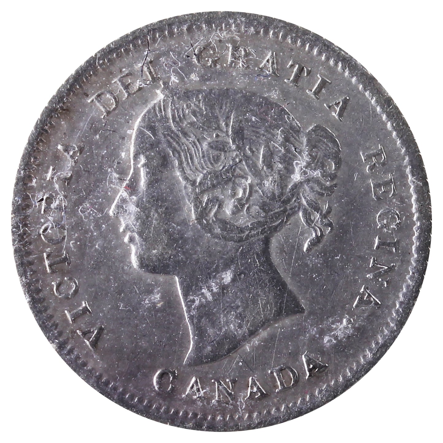 1875H Small Date, Repunched 5 Canada 5-cents ICCS Certified VF20