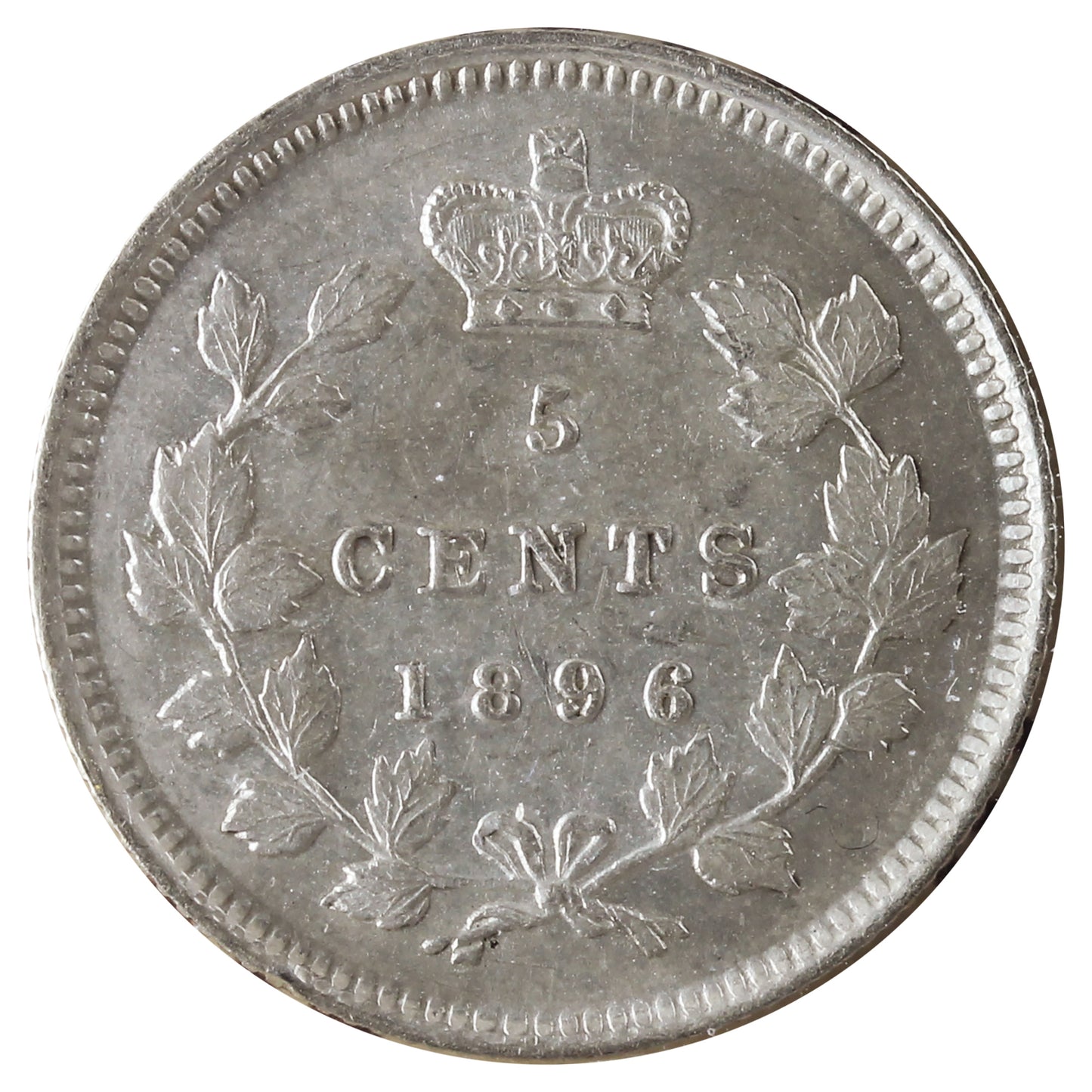 1896 Canada 5-cents ICCS Certified AU55