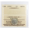 1904 Canada 5-cents ICCS Certified AU55