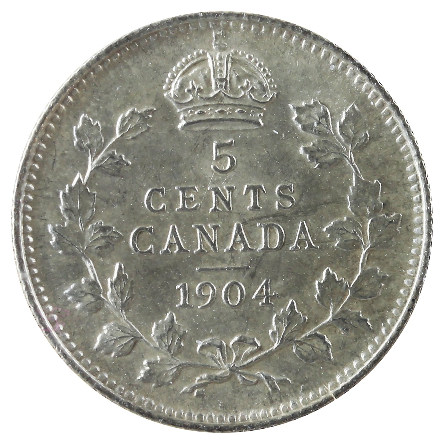 1904 Canada 5-cents ICCS Certified AU55