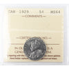 1929 Canada 5-cents ICCS Certified MS64