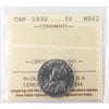 1930 Canada 5-cents ICCS Certified MS62