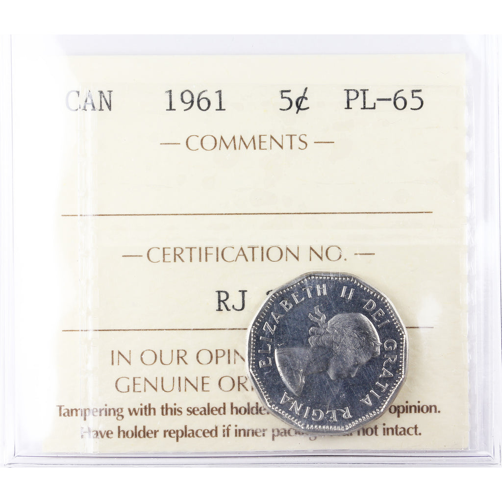 1961 Canada 5-cents ICCS Certified PL-65