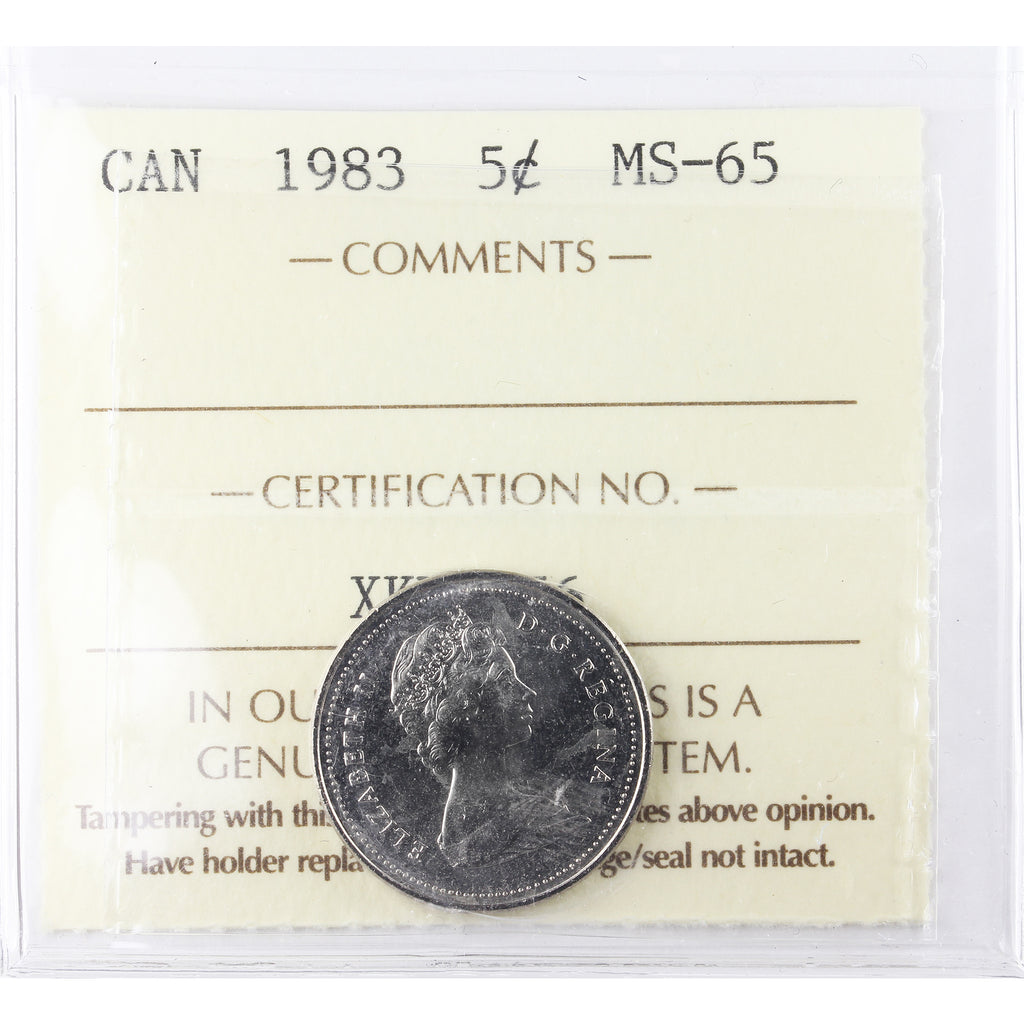 1983 Canada 5-cents ICCS Certified MS65