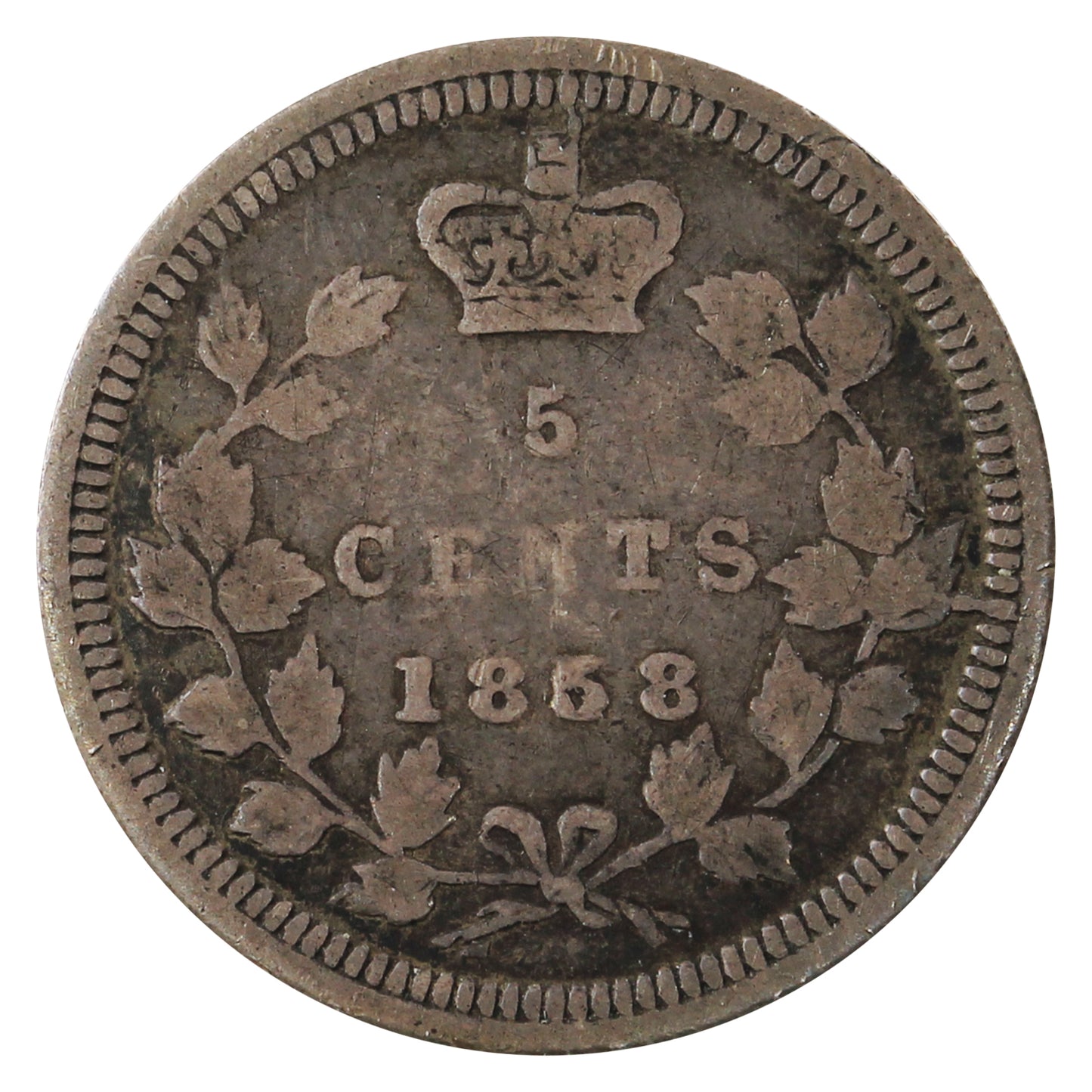 1858 Large Date Canada 5-cents Very Good (VG8) $