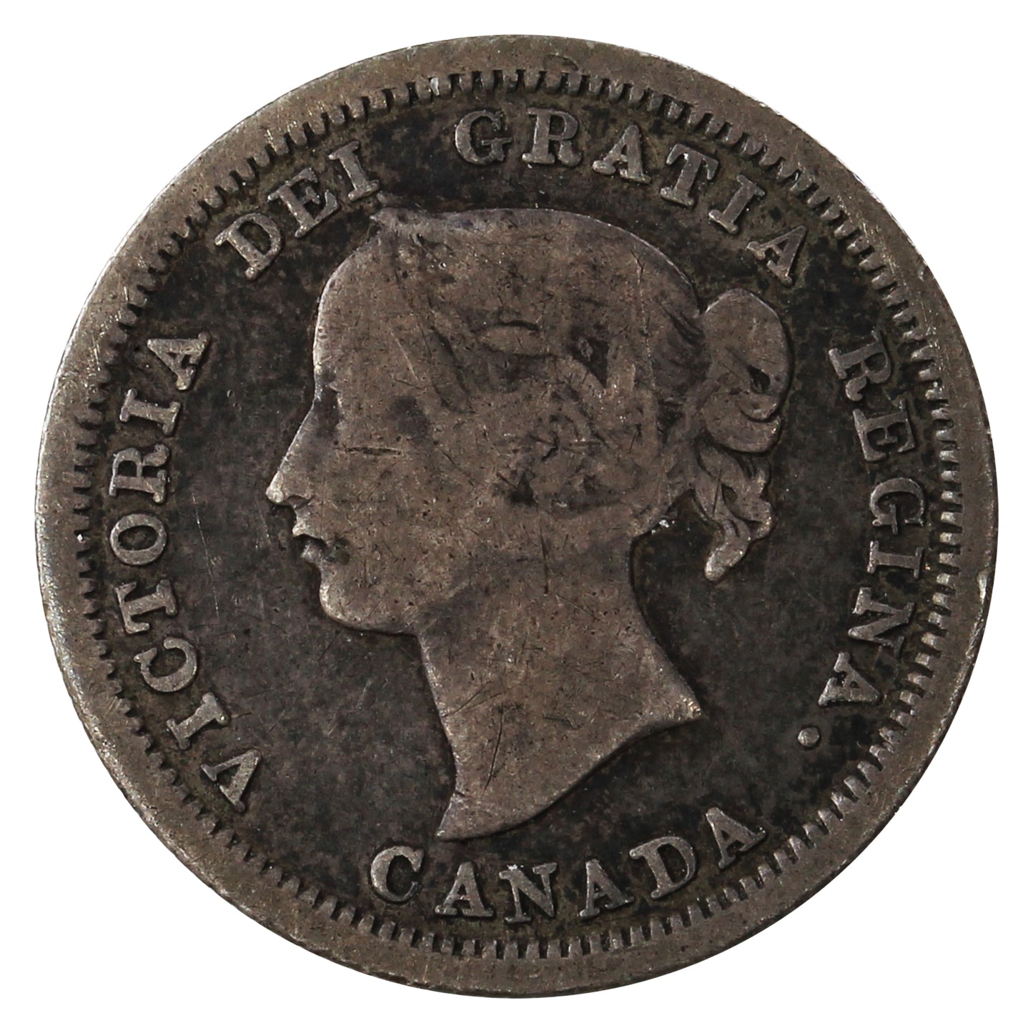 1858 Large Date Canada 5-cents Very Good (VG8) $