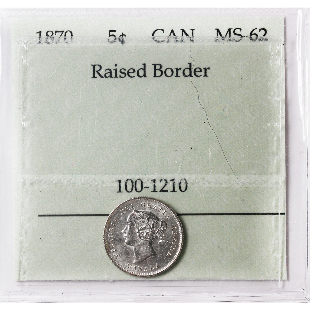 1870 Raised Border Canada 5-cents Prestige Certified MS62 (100-1210)