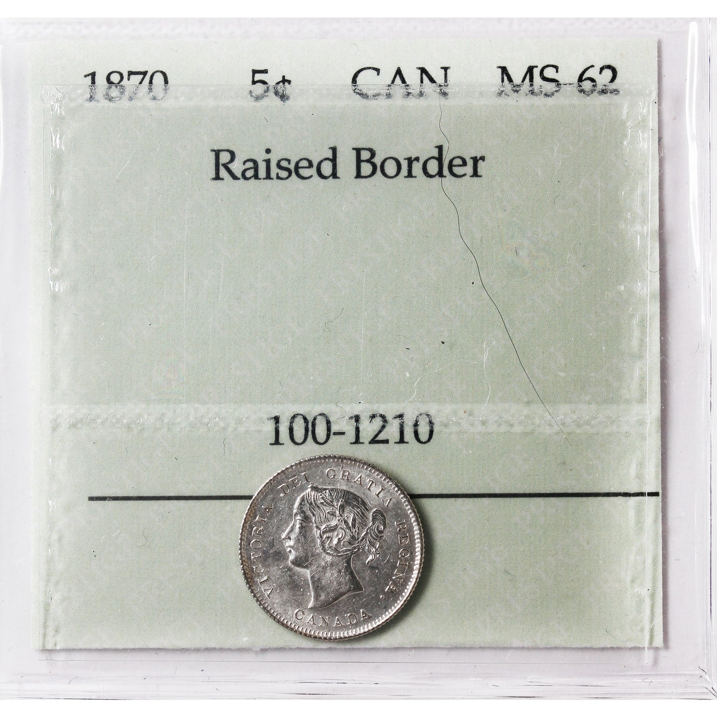 1870 Raised Border Canada 5-cents Prestige Certified MS62 (100-1210)