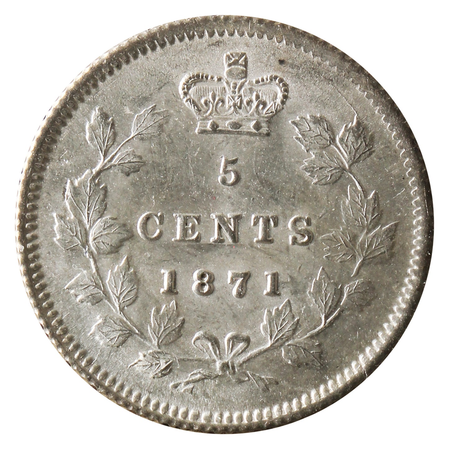 1871 Canada 5-cents ICCS Certified MS64 (XHT 217)