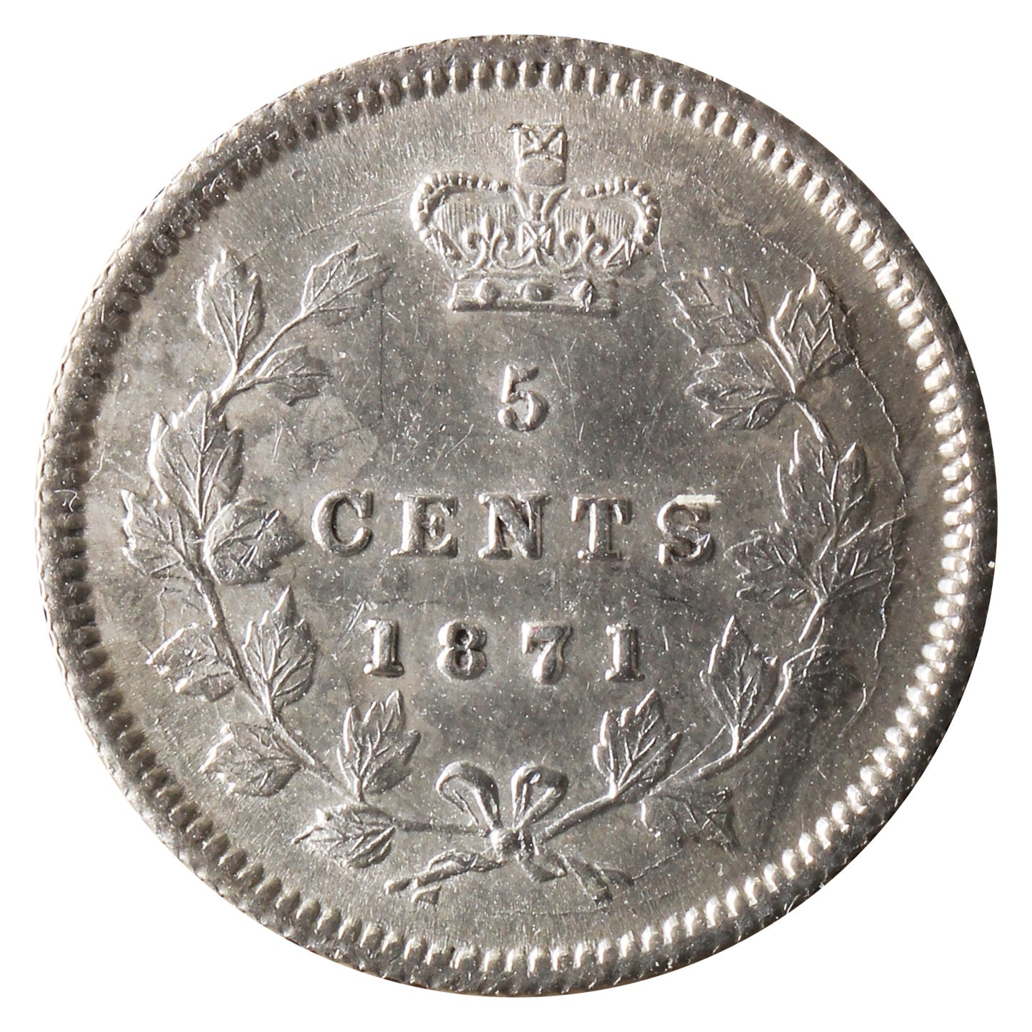 1871 Canada 5-cents ICCS Certified AU55