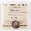 1880H Obv. 2 Canada 5-cents ICCS Certified EF45