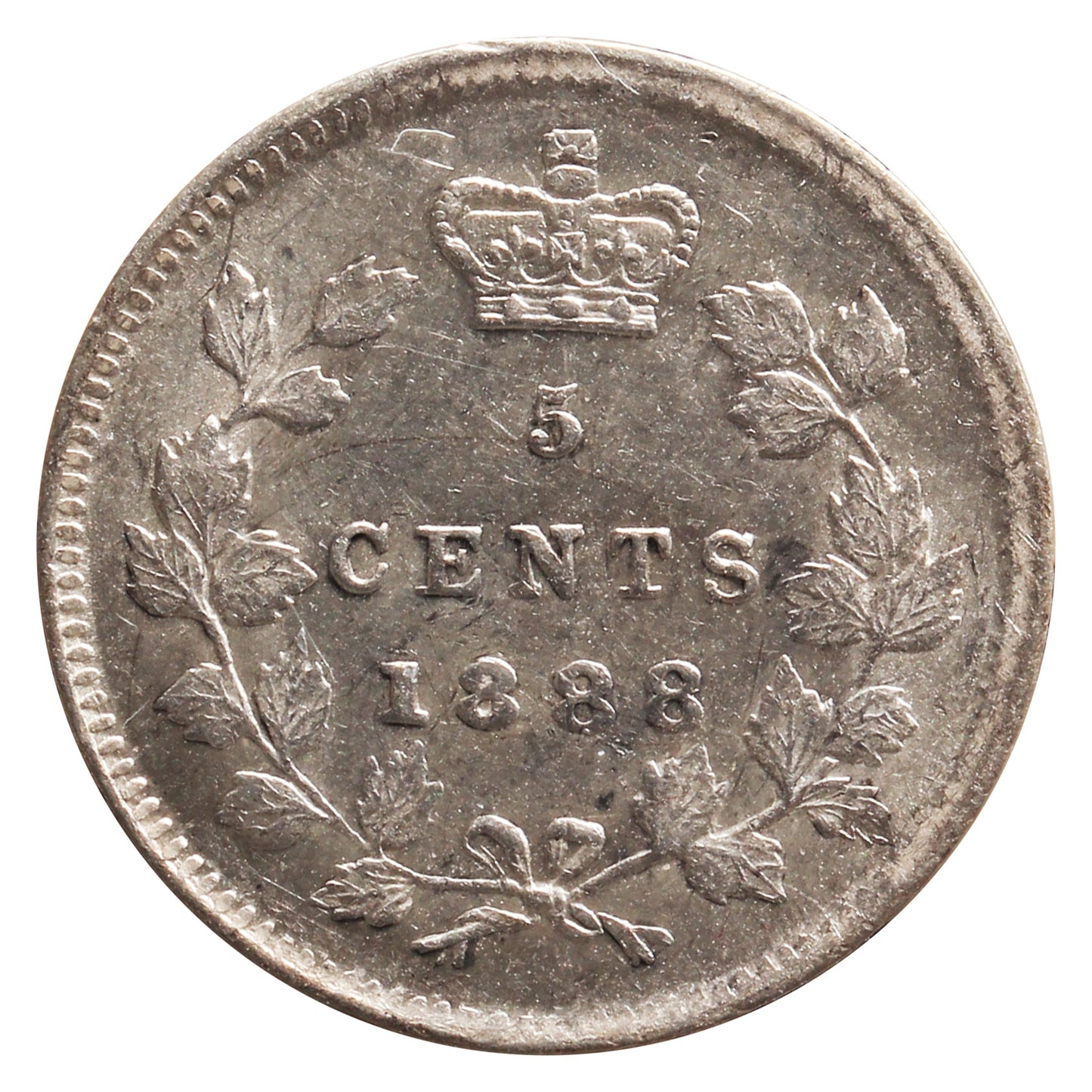 1888 Canada 5-cents ICCS Certified AU55