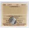 1907 Canada 5-cents ICCS Certified MS64 (XHT 253)