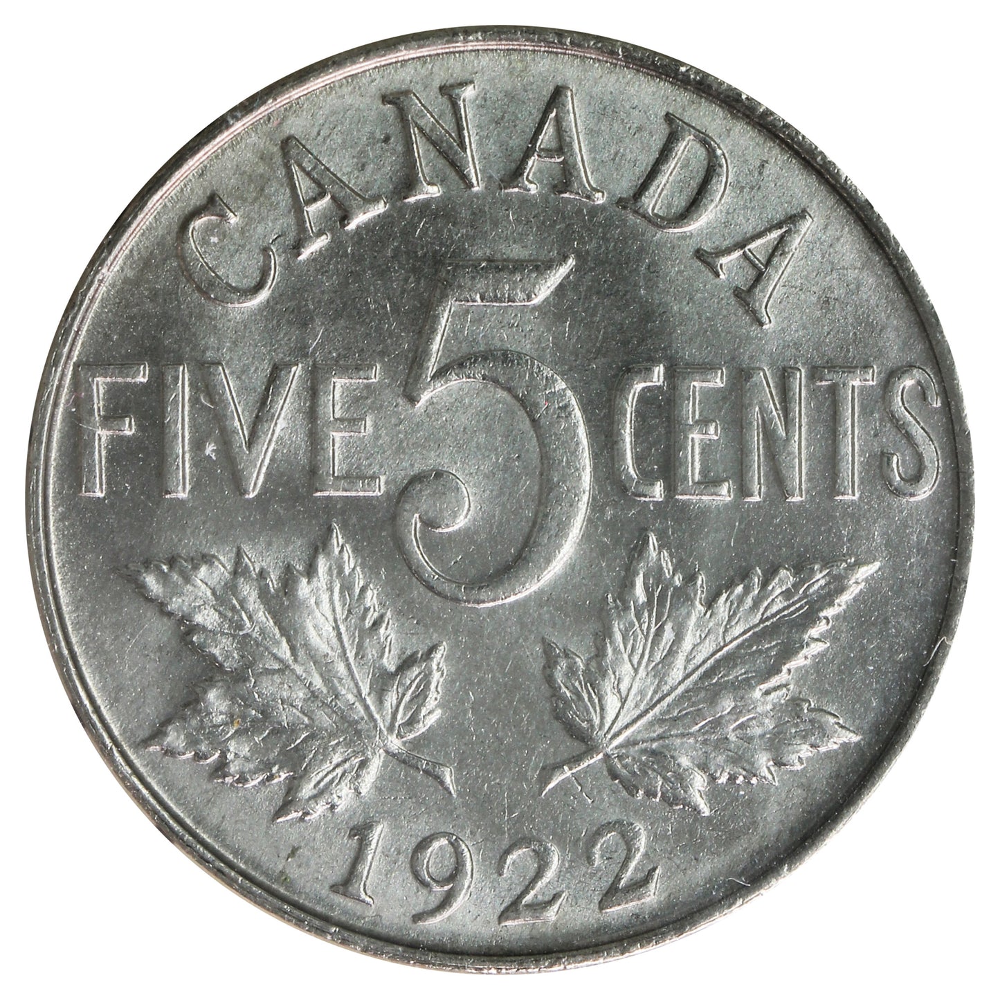 1922 Near Rim Canada 5-cents ICCS Certified MS-64 (XHT 267)