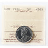 1934 Canada 5-cents ICCS Certified MS63 (XVR 309)