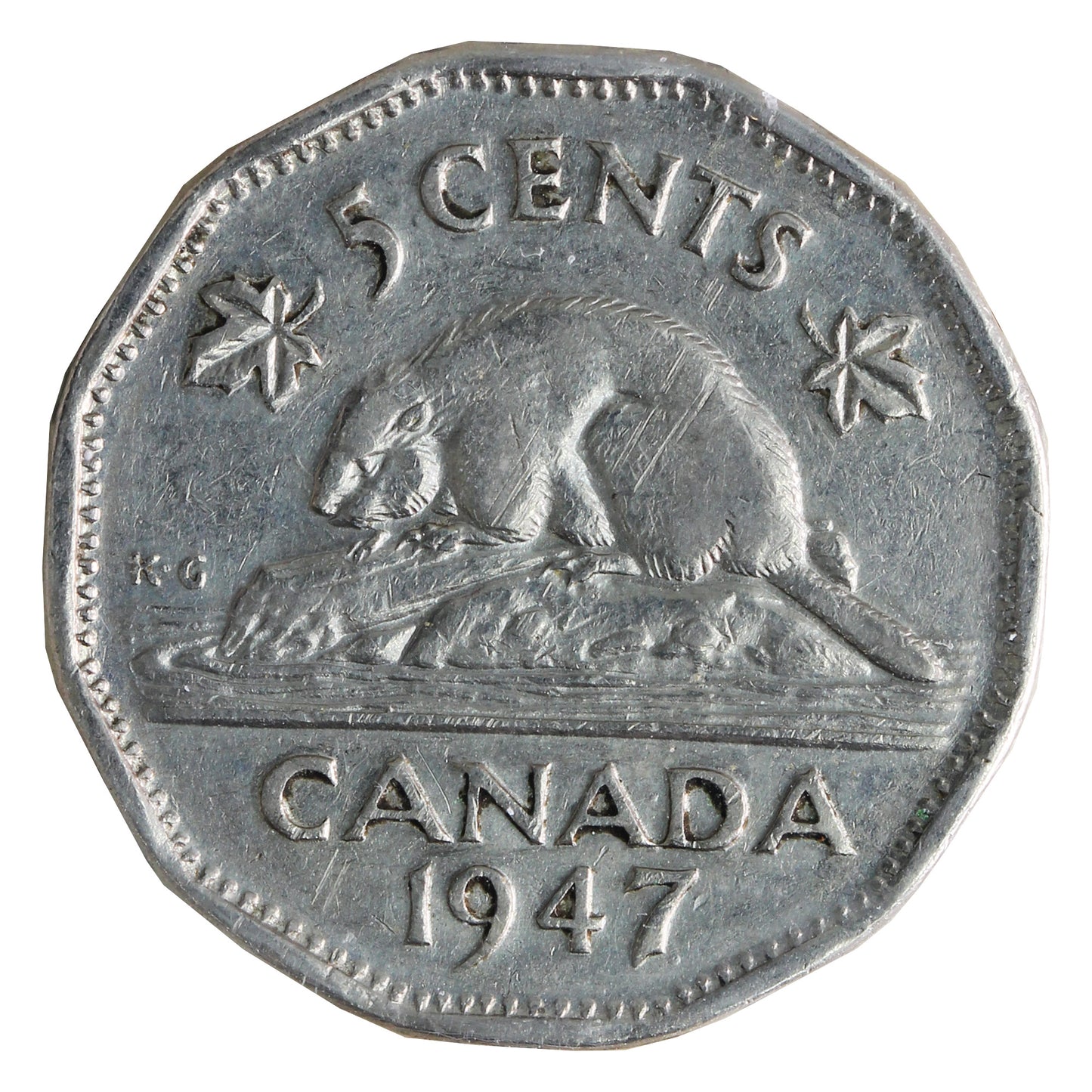 1947 Dot Canada 5-cents ICCS Certified F12