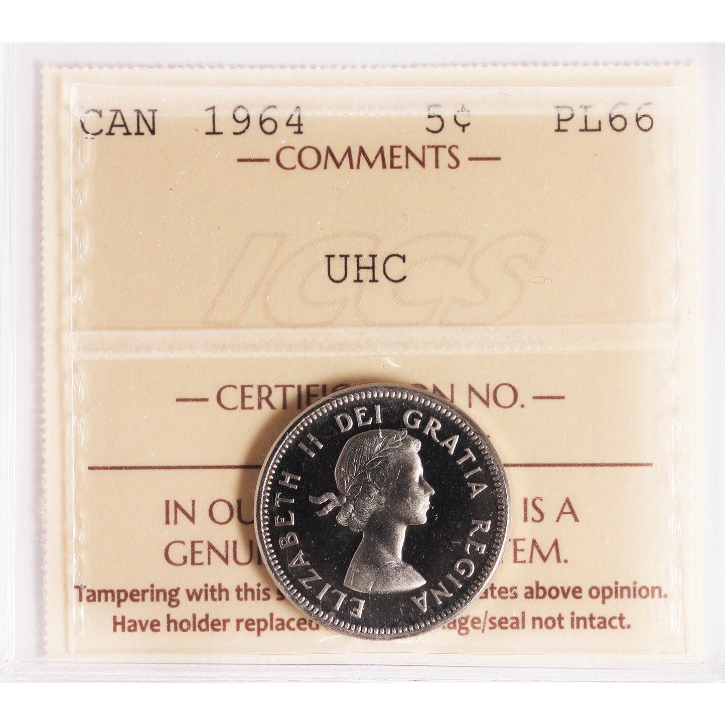 1964 Canada 5-cents ICCS Certified PL-66 Ultra Heavy Cameo