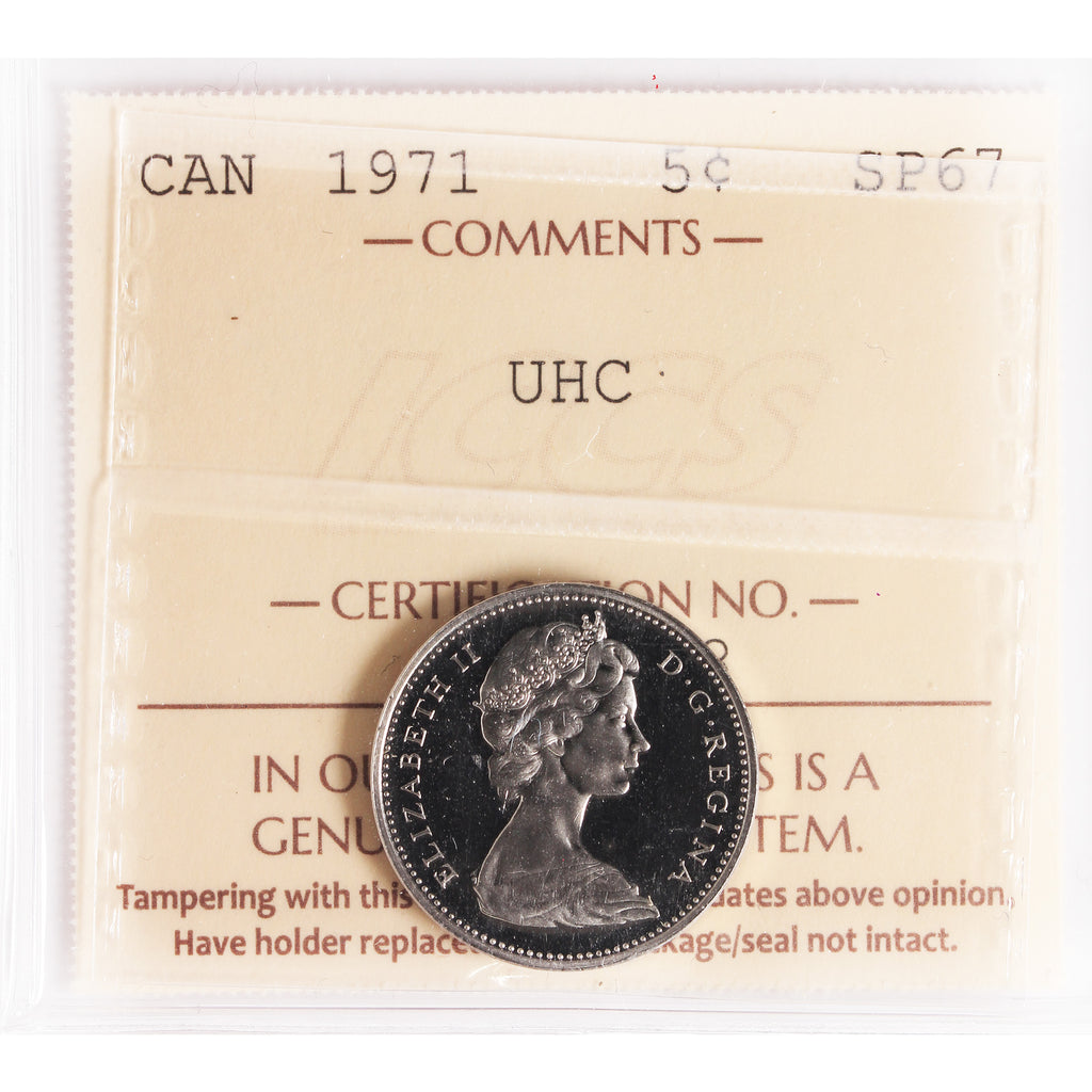 1971 Canada 5-cents ICCS Certified SP67 Ultra Heavy Cameo