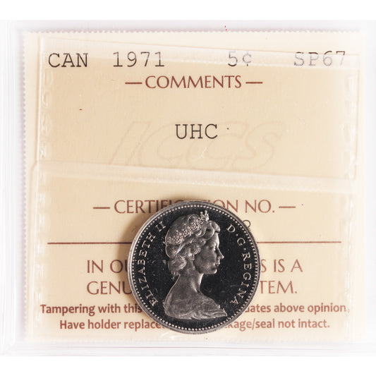 1971 Canada 5-cents ICCS Certified SP67 Ultra Heavy Cameo