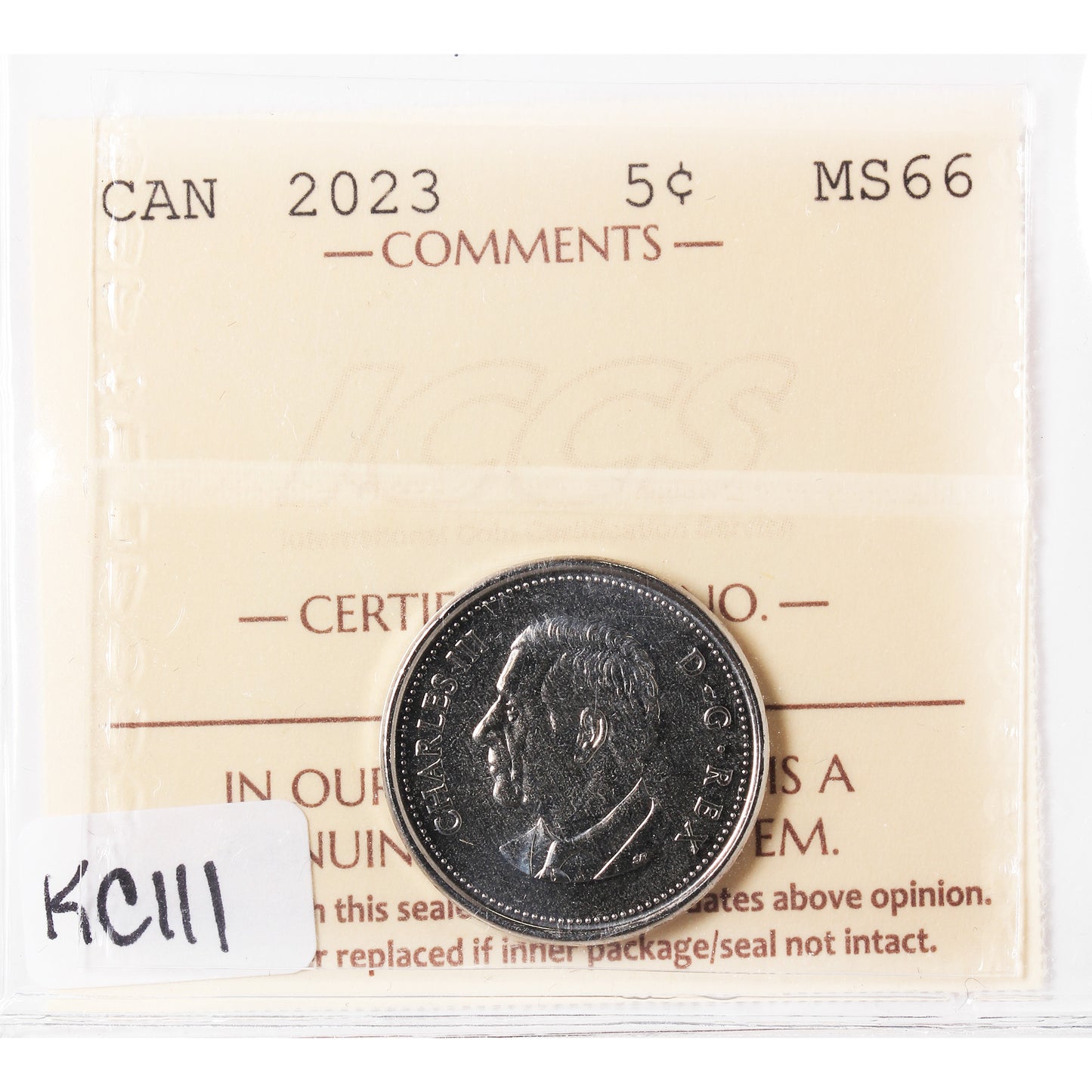 2023 KCIII Canada 5-cents ICCS Certified MS66
