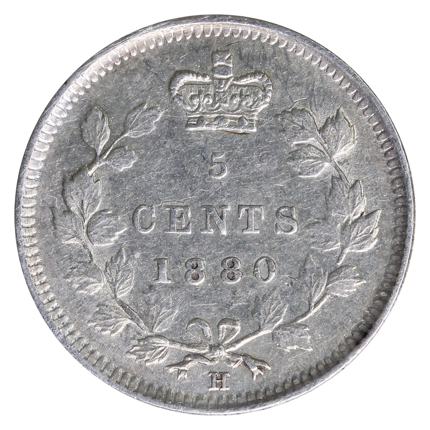 1880H Obv. 2 Canada 5-cents ICCS Certified EF40