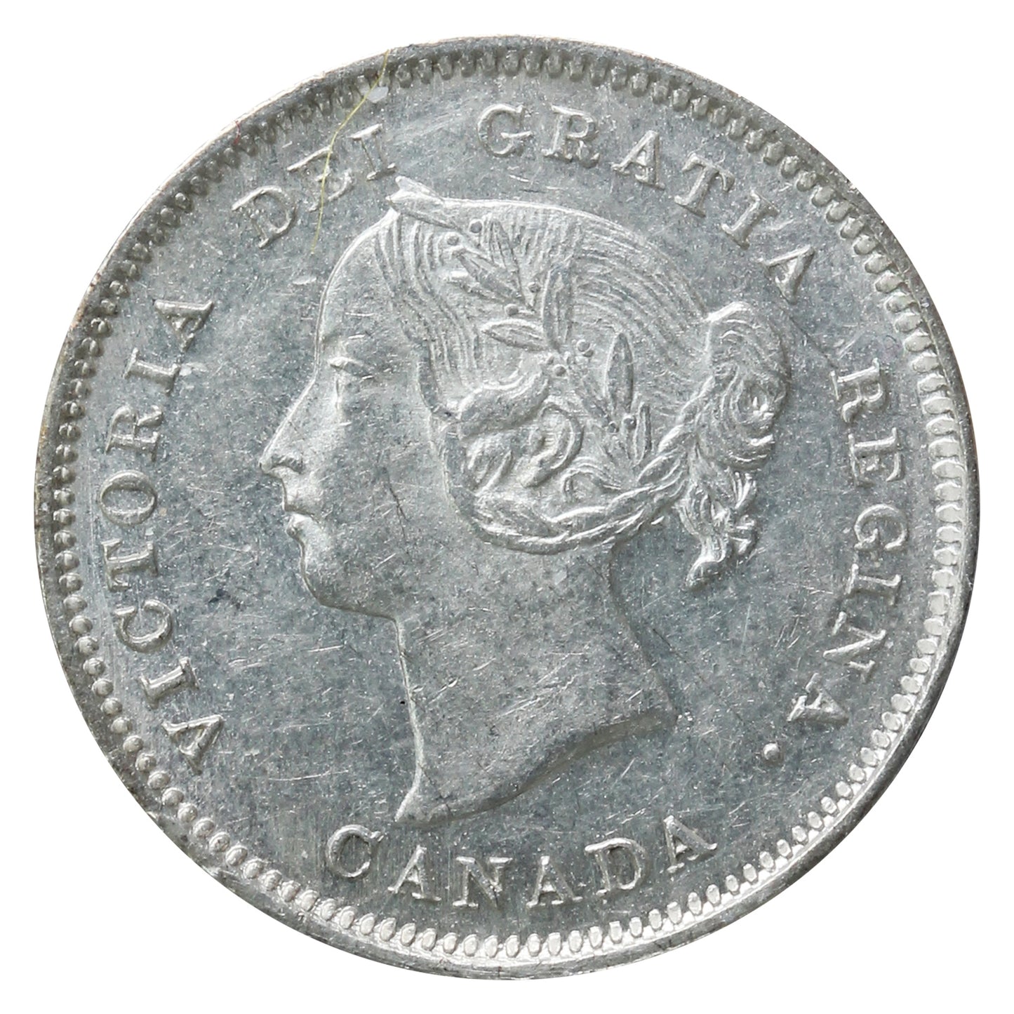 1886 Large 6 Canada 5-cents ICCS Certified AU55