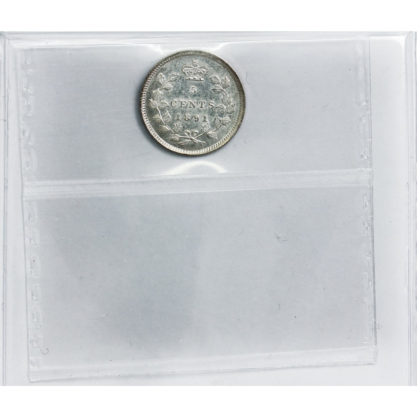 1891 Obv. 5 Canada 5-cents ICCS Certified AU55