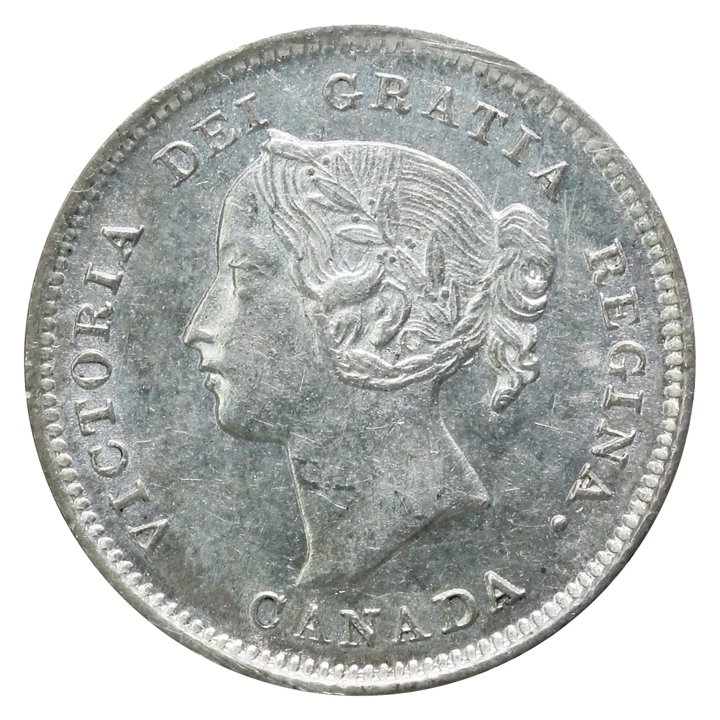 1897 Slender 8 Canada 5-cents ICCS Certified AU55