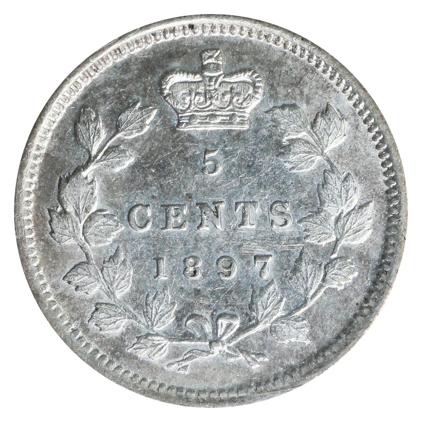 1897 Slender 8 Canada 5-cents ICCS Certified AU55