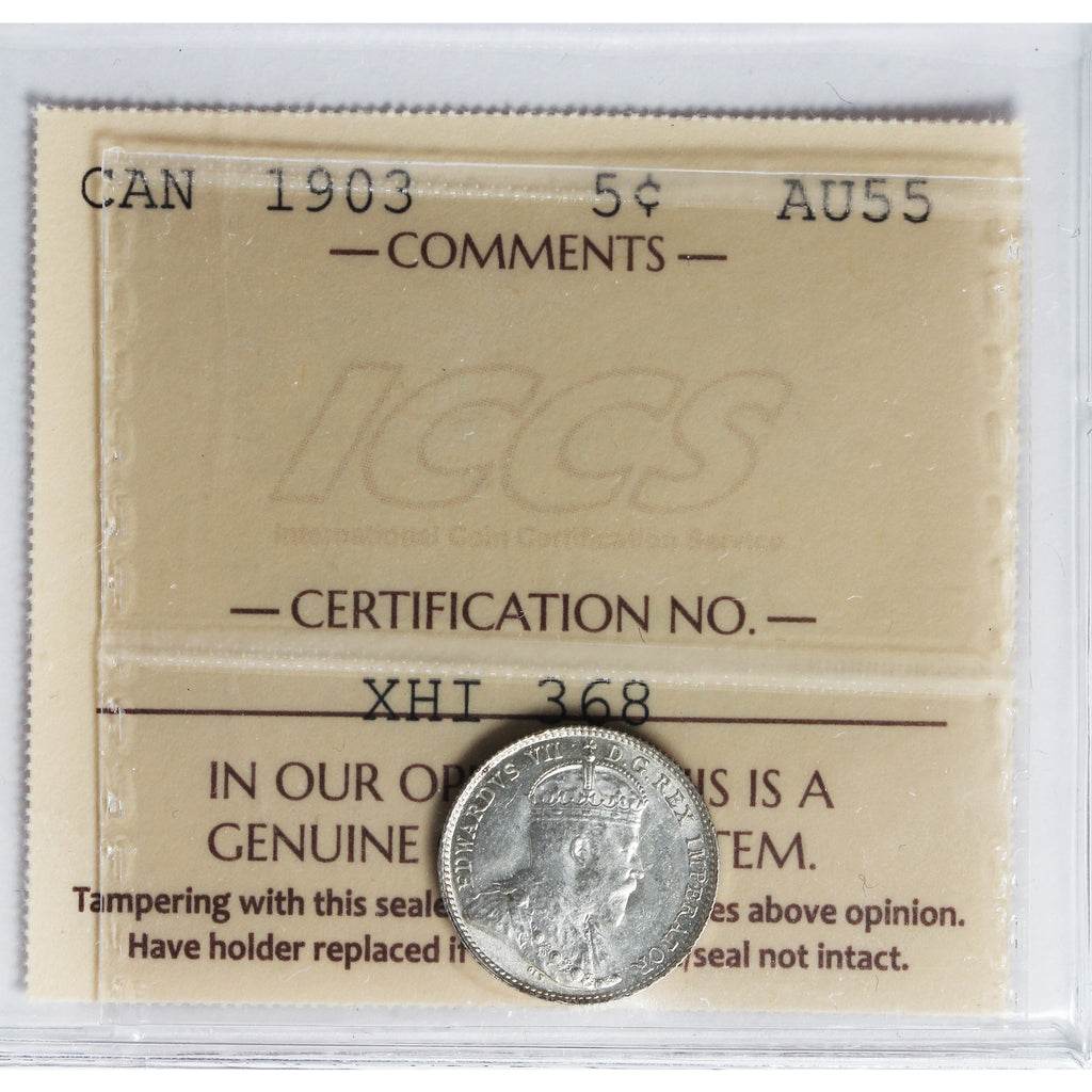 1903 Canada 5-cents ICCS Certified AU55