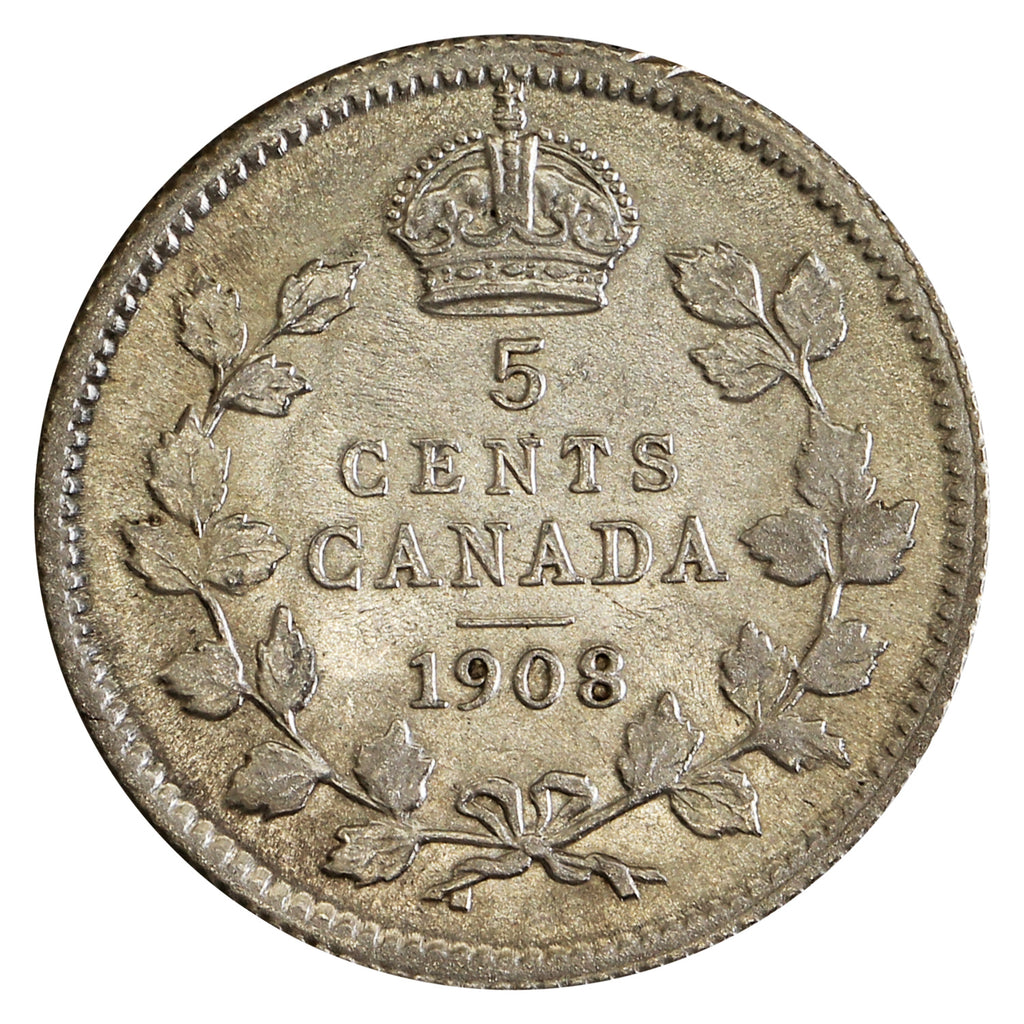 1908 Small 8 Canada 5-cents Brilliant Uncirculated (MS63) $