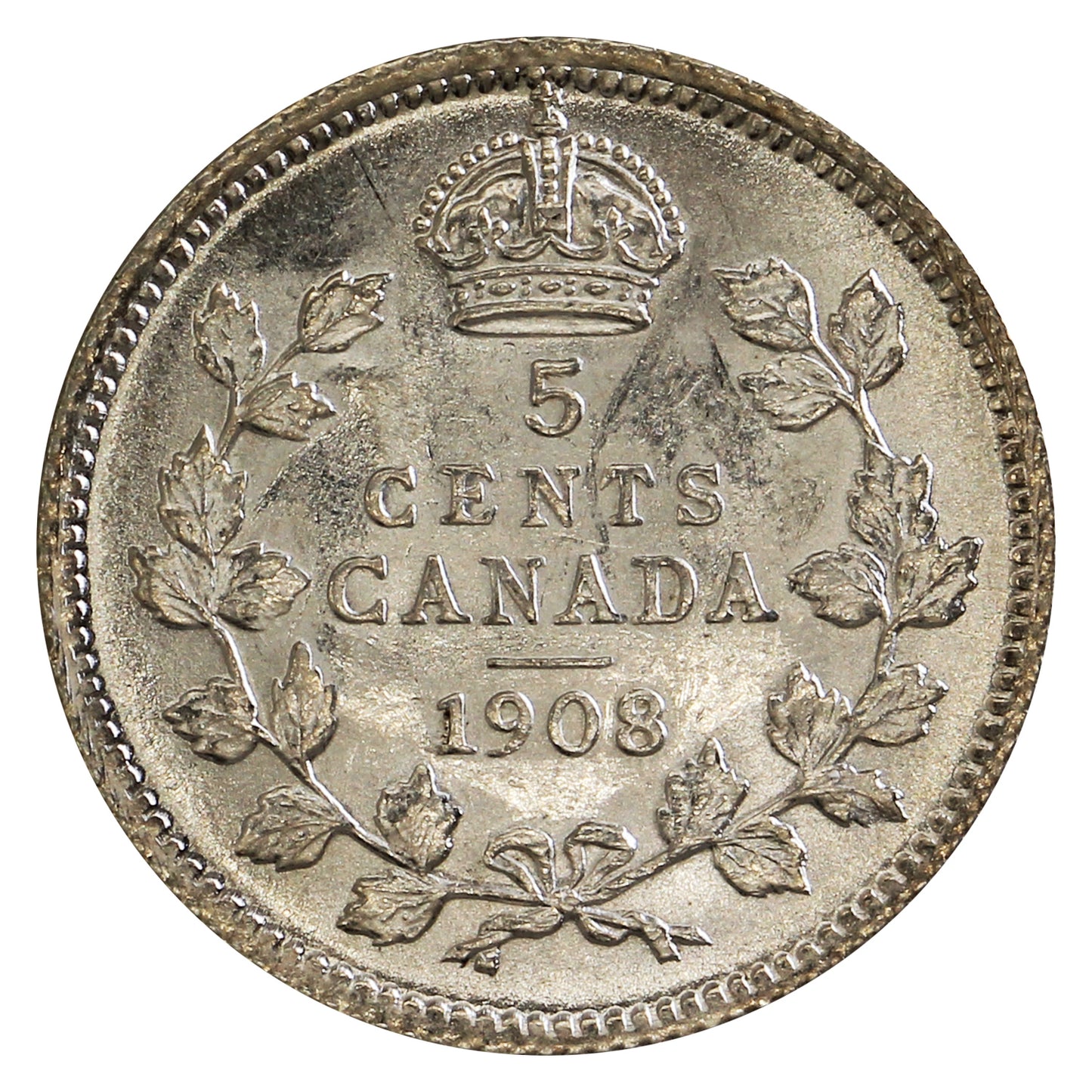 1908 Small 8 Canada 5-cents Uncirculated (MS60) $