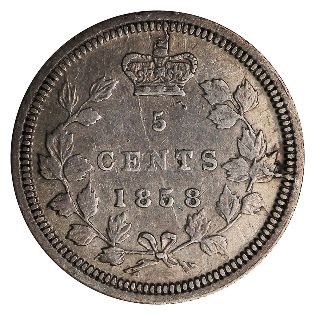 1858 Large Date RP3 Canada 5-cents Very Fine (VF20) $