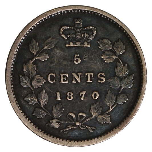 1870 Narrow Rim, 7/7 Canada 5-cents VF-EF (VF30) $