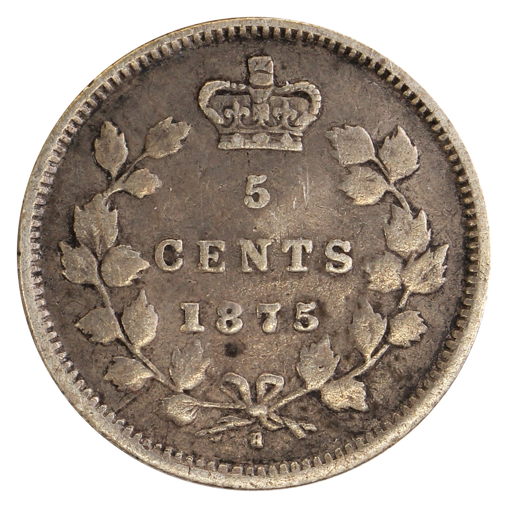 1875H Large Date Canada 5-cents Very Fine (VF20) $