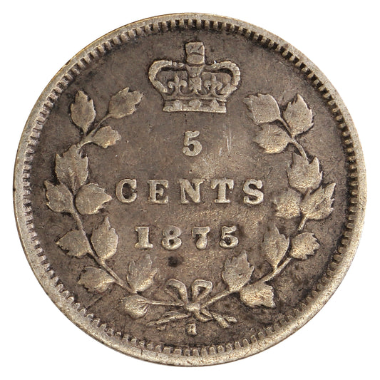 1875H Large Date Canada 5-cents Very Fine (VF20) $