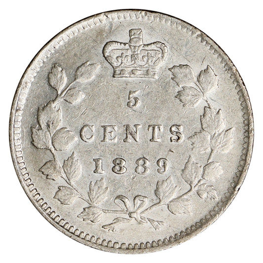 1889 Canada 5-cents Almost Uncirculated (AU50) $