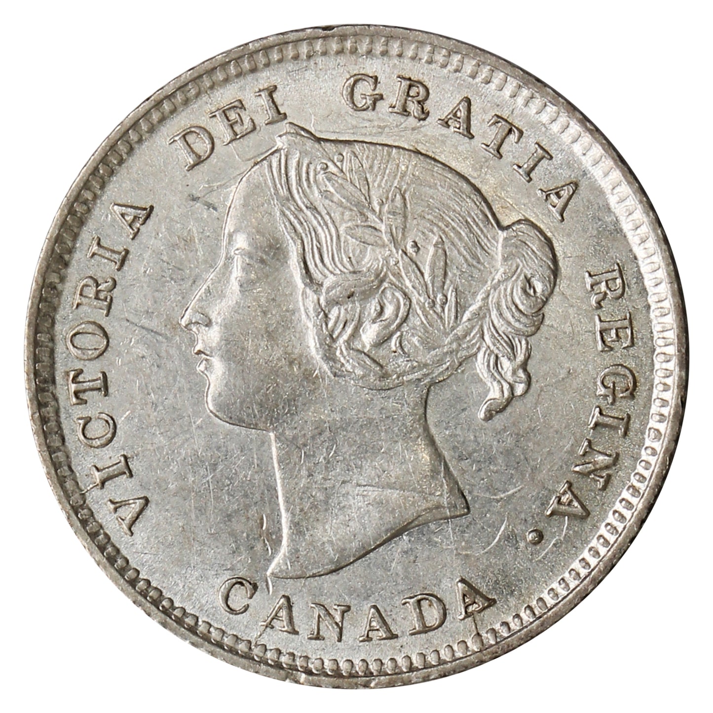 1892 Obv. 2 Canada 5-cents Almost Uncirculated (AU50) $