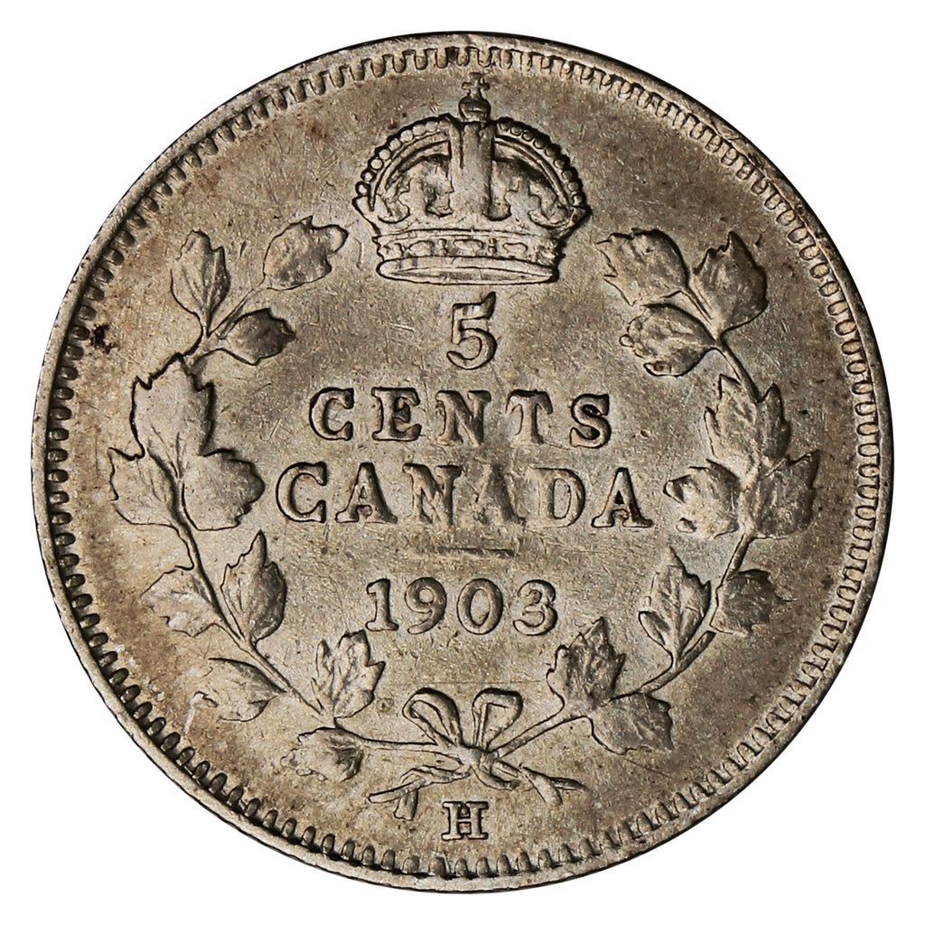 1903H Large H Canada 5-cents Extra Fine (EF40) $