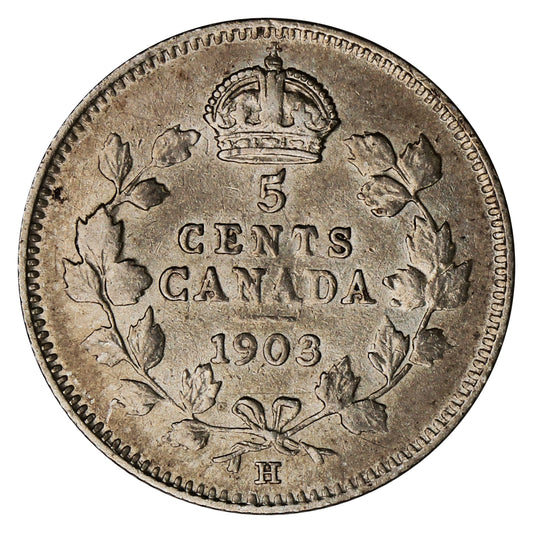 1903H Large H Canada 5-cents Extra Fine (EF40) $