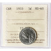 1933 Canada 5-cents ICCS Certified MS60