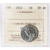 1933 Canada 5-cents ICCS Certified EF40