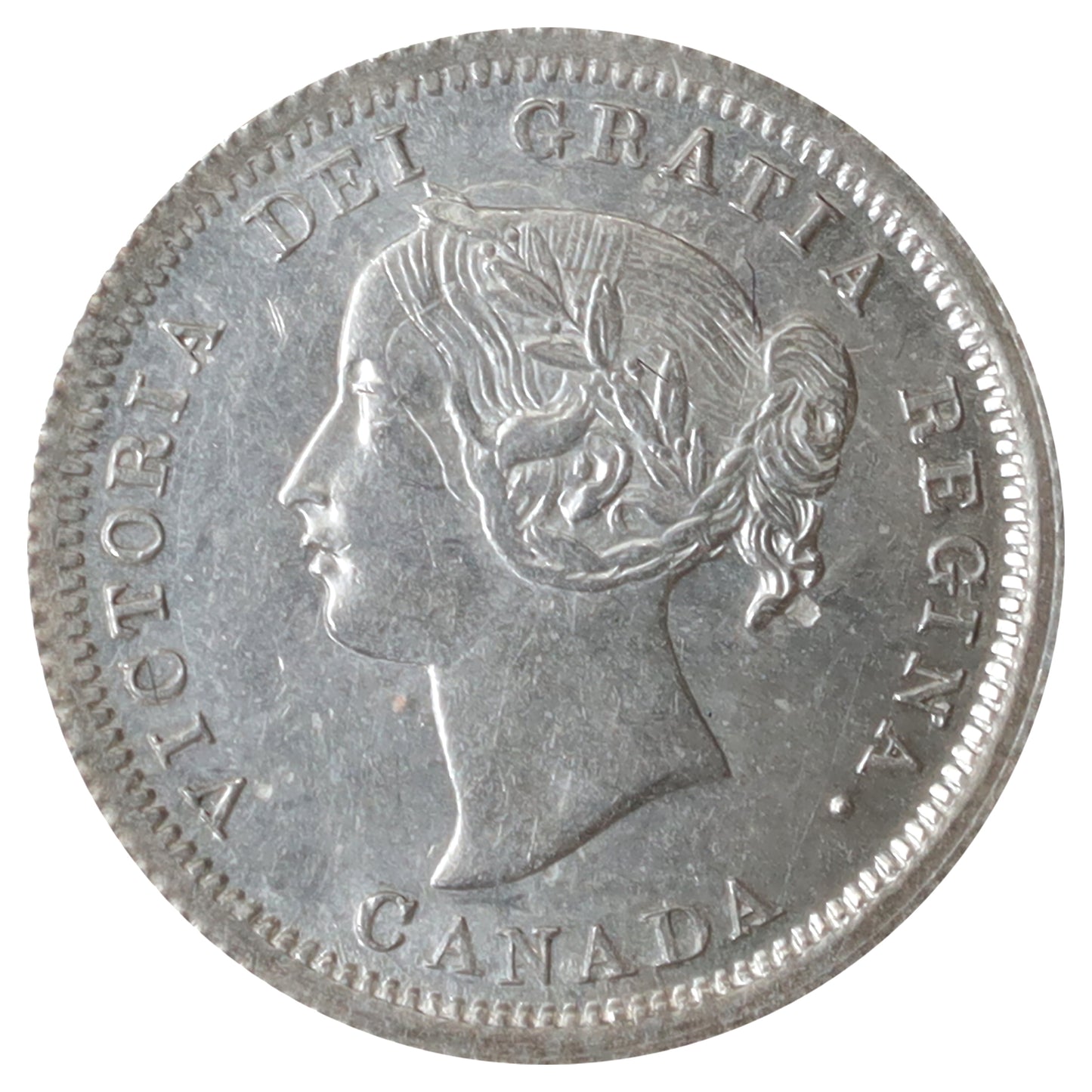 1870 Flat Border Canada 5-cents ICCS Certified AU55