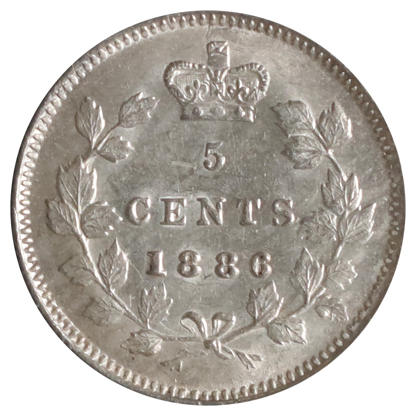 1886 Large 6 Canada 5-cents ICCS Certified AU50