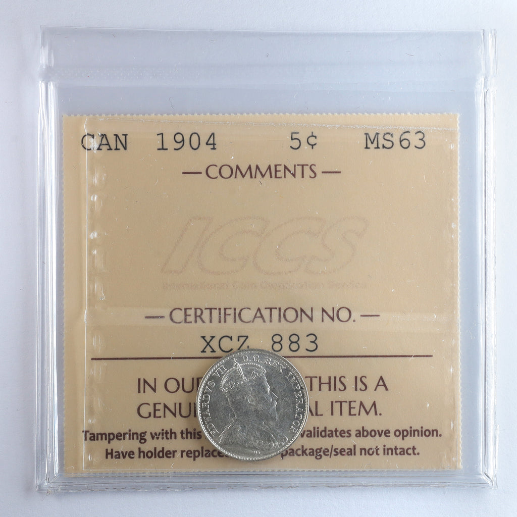 1904 Canada 5-cents ICCS Certified M63 (XCZ 883)