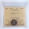 1908 Small 8 Canada 5-cents ICCS Certified MS64 (XCZ 889)